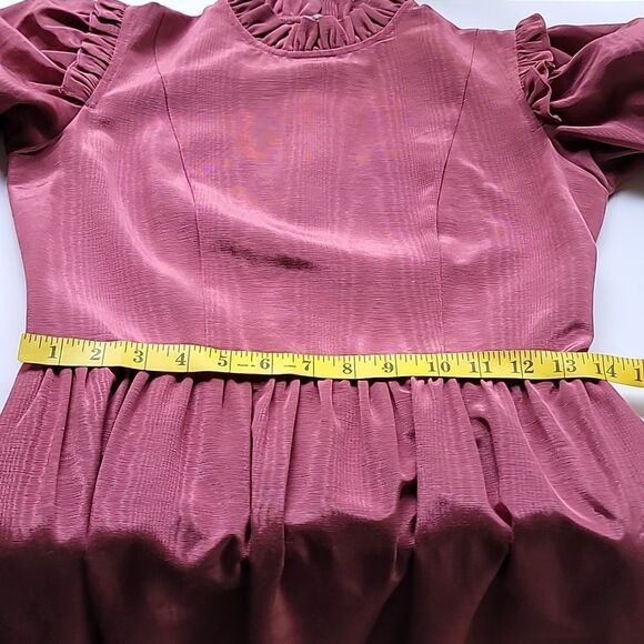 Batsheva Short Sleeve Prairie Dress In Raspberry Morie - Picture 10 of 13
